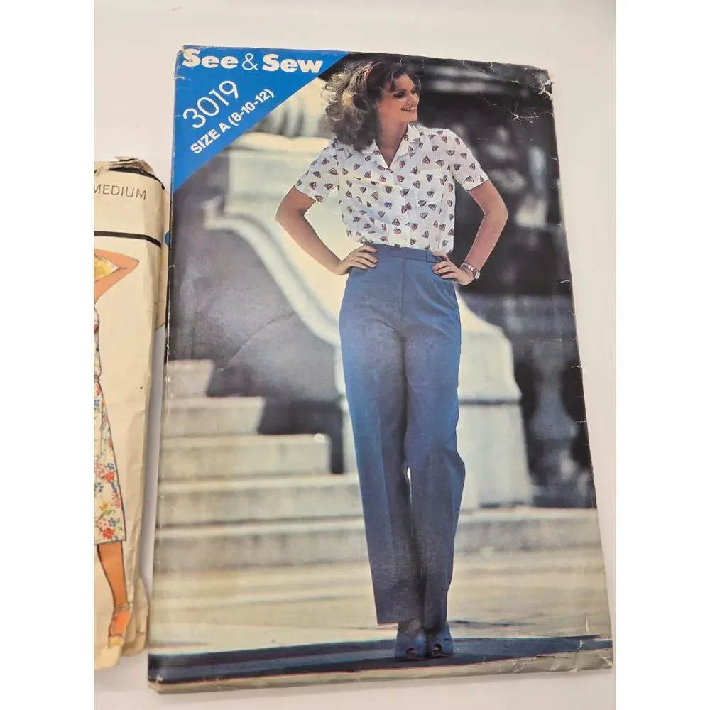 VTG 70s Sewing Patterns Lot of 2 McCalls 6154 Uncut See & Sew 3019 Cut